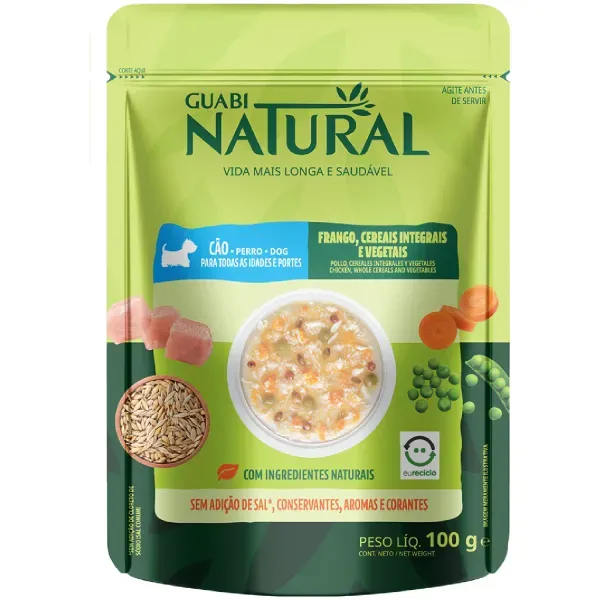 Ração Úmida Guabi Natural Cães Adultos Frango e Cereais 100 g
